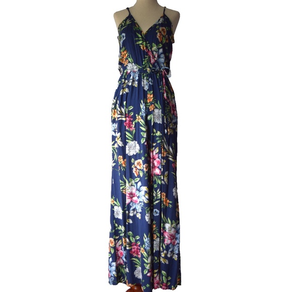 Band of Gypsies Navy Floral Jumpsuit - Size S - Picture 1 of 5